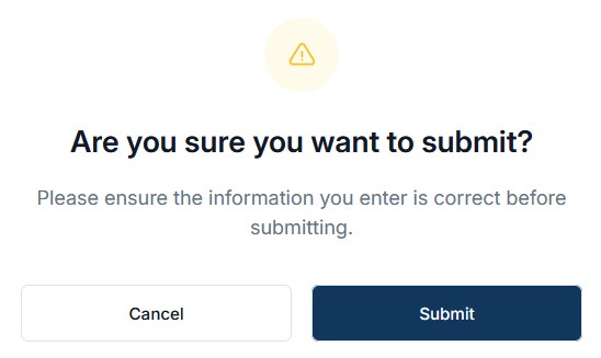 ❺ 送信確認画面で「Submit」を選び、登録を完了する